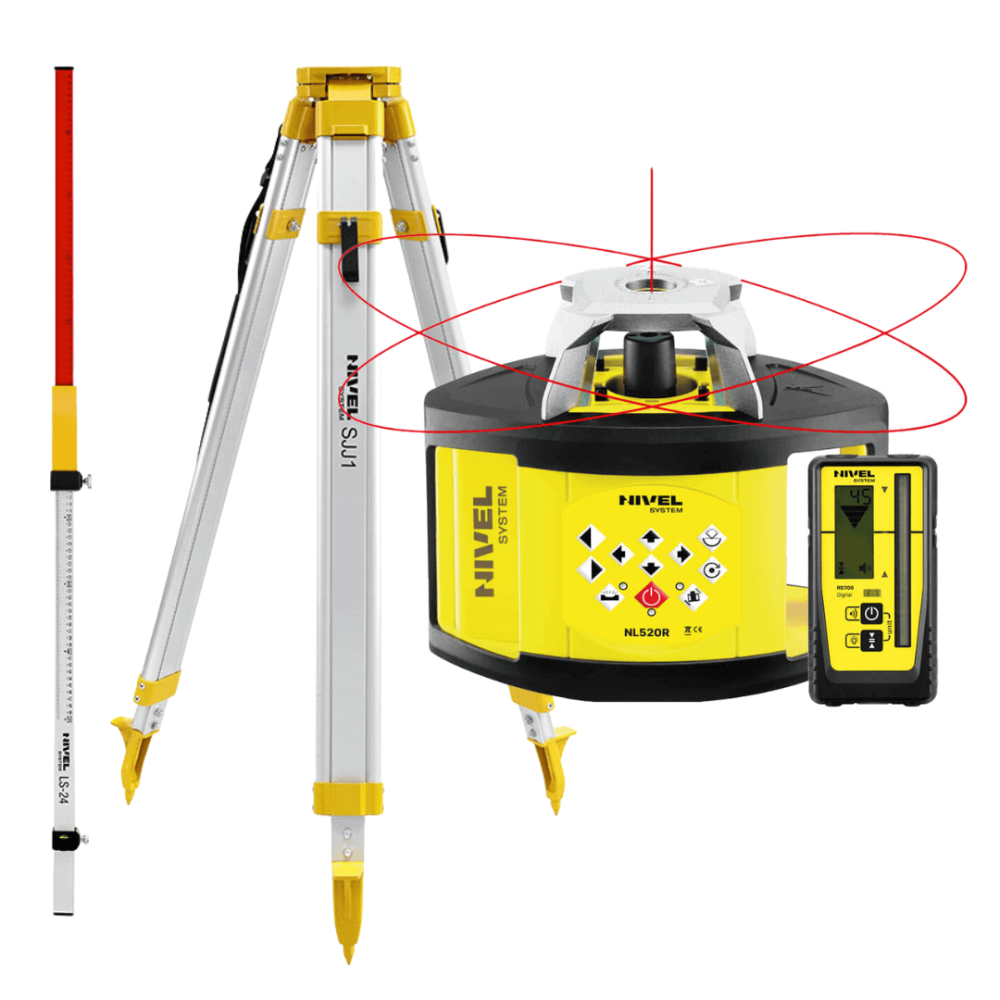 Laser Level Nivel System NL 520R DIGITAL - KIT Staff LS-24 + Tripod SJJ1